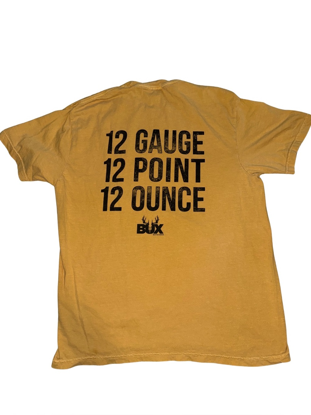 Comfort Colors Men's Short Sleeve Tee in Mustard Yellow with Bold Back Graphic